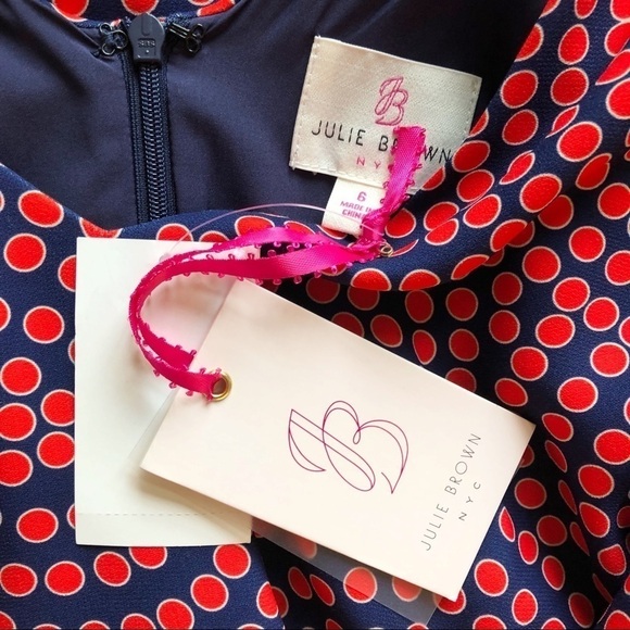 JB by JULIE BROWN NWT Samantha Lily Pond Zip Back Top Size 6 in Red and Navy - Picture 13 of 15